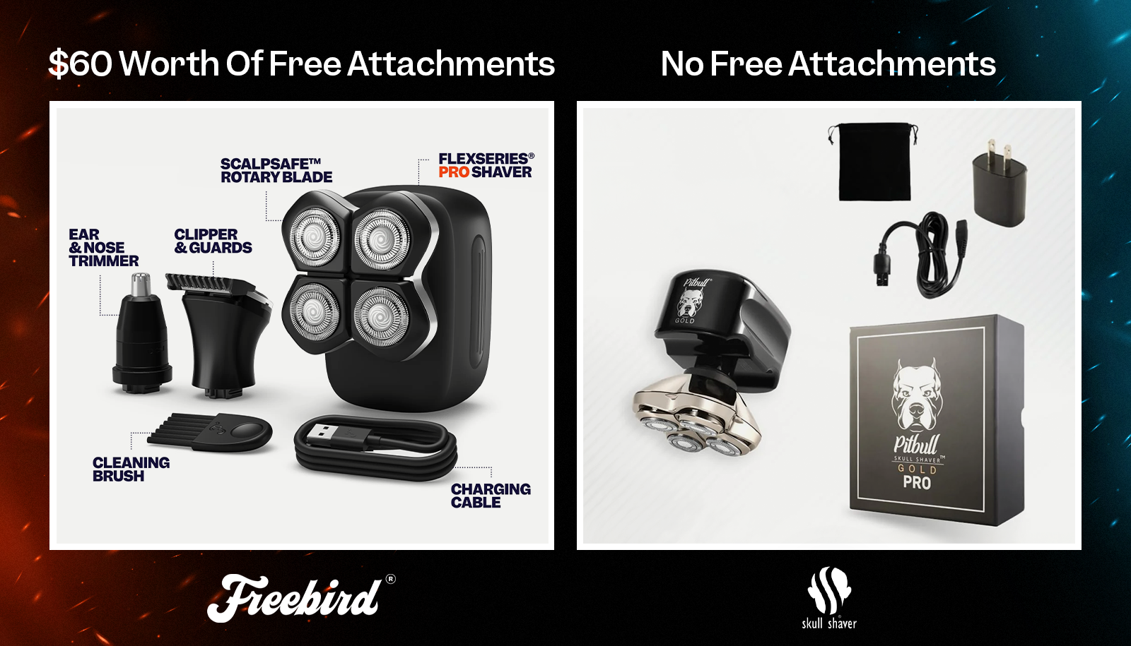 Attachments FlexSeries Pro vs Skull Shaver Gold